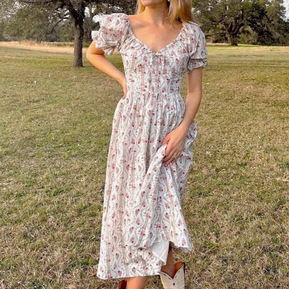The Ophelia Dress in Pink Vine Stripe